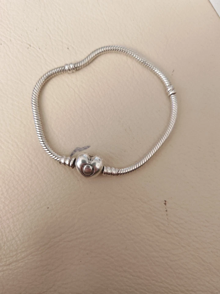 Pandora S925 Moments Signature Heart Snake Charm Chain Bracelet 17cm(15) - Image 3 of 4