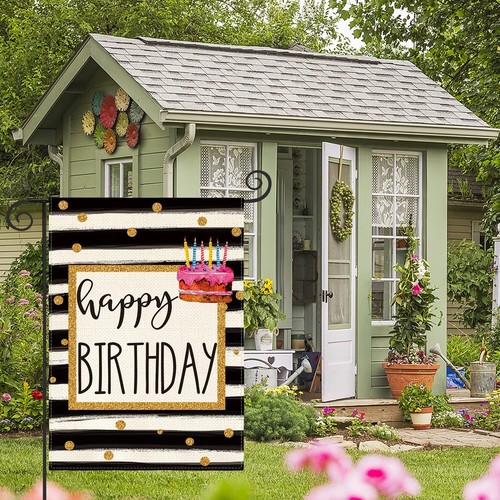 AVOIN colorlife Happy Birthday Garden Flag 12x18 Inch Double Sided Outside, P... - Picture 2 of 7