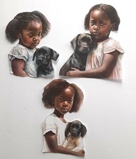 3D UPick African American Girl Puppy Dog Love Scrapbook Card Embellishment 3606