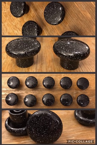 45 Knobs Plastic Round Gray Black White Pull Drawer Cabinet Vintage Mixed Lot   - Picture 5 of 9