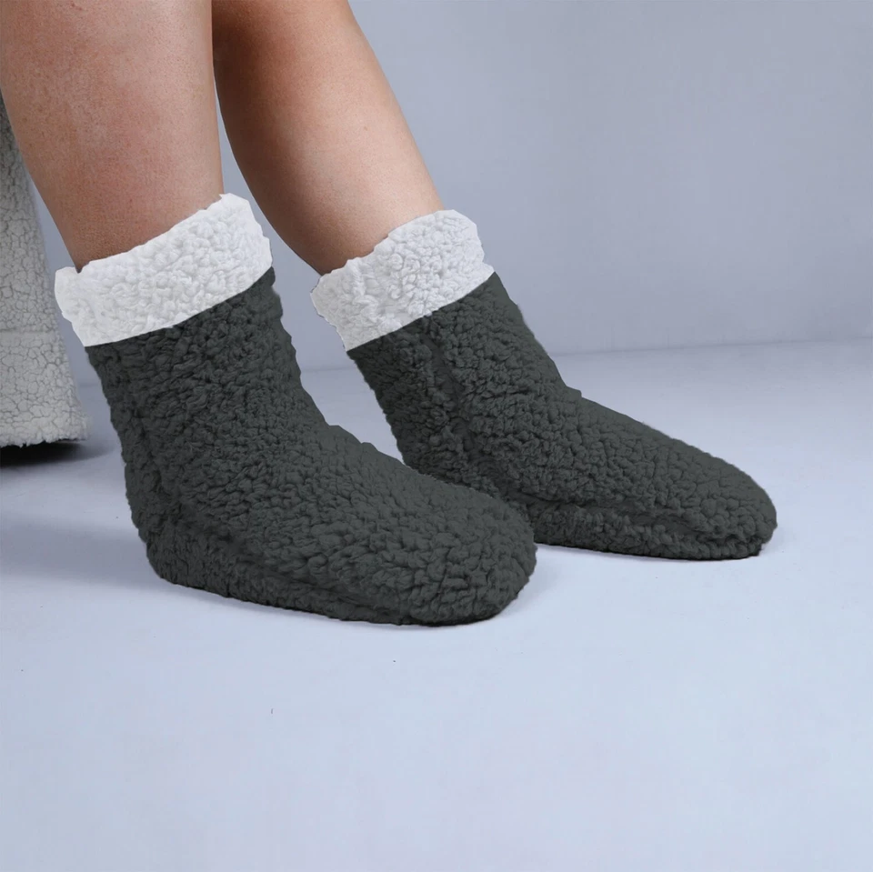 5 Pairs Women’s Sherpa Fleece Socks Warm Fluffy Slipper Socks Winter Home Floor — 第 4/4 张图片