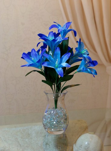 Best Artificial 45cm Stargazer Lillies 10 Head Flower Spray Bunch lily decor new - Picture 7 of 55