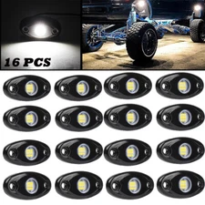 16 xWhite LED Rock Lights Underbody Trail Rig Glow Lamp Offroad SUV Pickup Truck