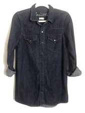 Madewell Denim Shirt Dress-Short-Snap Front-Dark Wash-Size XS