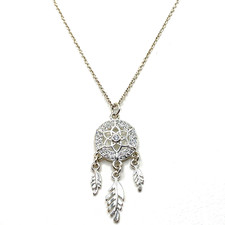 "Collar con dije de plata esterlina de cristal con plumas colgantes atrapasueños 18"" de colección"