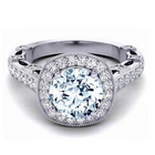 3 Ct Blue White Round Moissanite Diamond Engagement Ring Sterling Silver Size 7