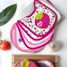 Toddler Bibs Lot 5-pack Girls Pink Princess Kids Thick Cotton Waterproof