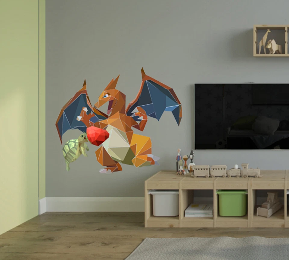 Dragon & Turtle Sticker, Dragon Decal, Polygonal Animal Home Decor, Wall Art - Image 2 of 4