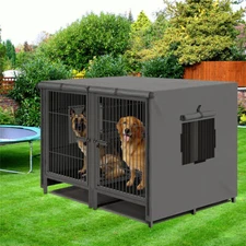 XXXL Giant Premium Dog Crate Cage Pet Kennel Divider Playpen Dual Door & Tray 