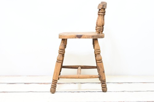 Antique/Vintage 28"H Childs Chair Rustic Turned Wooden Kids Dining Chair - Picture 5 of 13