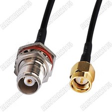 TNC female nut bulkhead to SMA male with RF pigtail coaxial cable RG174 15cm/6"