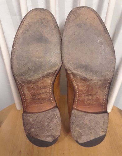 Paul Stuart Mens Golden Pebble Leather Loafer Shoes Made England - Sz 8 wide - Picture 6 of 8