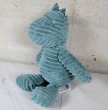 Carters Baby Stuffed Plush Corduroy Ribbed Lines Teal Blue Green Dinosaur Lovey