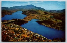 Lake Placid NY New York Aerial View Postcard Mirror Lake Birds Eye View