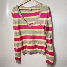 American Eagle Sweater Angora Wool Cashmere Pullover Varsity Preppy Casual L