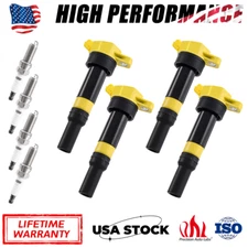 4x Ignition Coils UF651 & Spark Plugs For Hyundai Elantra Tucson Kia Soul UF651
