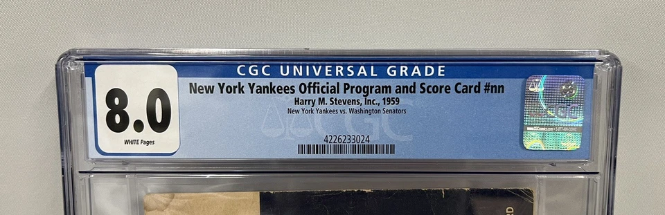 CGC 8.0 1959 New York Yankees WS Champions vs. Washington Senators Mickey Mantle - Image 2 of 4