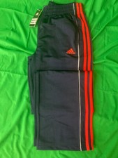 Adidas Sweatpants 3 Stripe Stretch Athletic BOYS NAVY,ORANGE WHT, XL NWT
