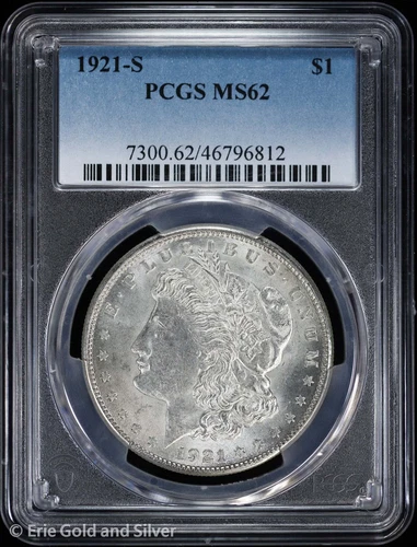 1921-S $1 Morgan Silver Dollar PCGS MS 62 | Uncirculated UNC