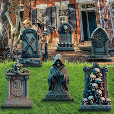 17" Tombstone Yard Sign Waterproof Halloween Decorations with Fiberglass Stakes