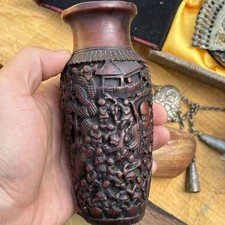 Resin Antique Style Jade Vase Ornament Han Dynasty Look Carved Collectible Decor