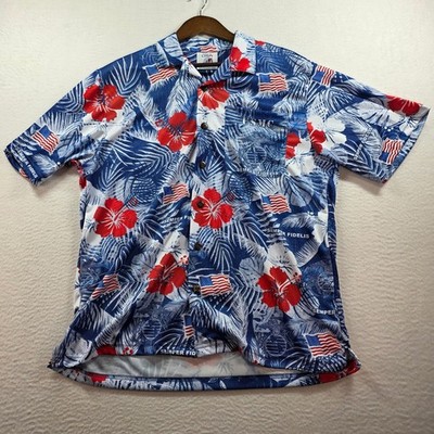 AE Sport US Marines Hawaiian Shirt Mens Medium NWT USMC Patriotic Floral Blue