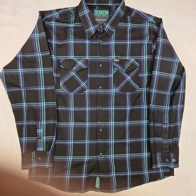 Dixxon Flannel Company Mens Shreddy Flannel Shirt XL Black Blue Plaid Button Up