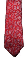 Mens Handmade Extra Long 100 Silk Tie Red Paisley 62" x 3 1/2" Roundtree Yorke