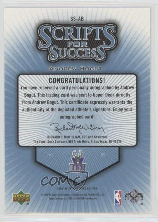 2005 SP Signature Edition Scripts for Success /200 Andrew Bogut Rookie Auto RC - Image 2 of 2