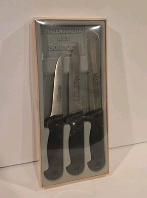 Vintage Gehring Solingen 3-Piece Knife Set In Box Stainless Steel Germany NEW