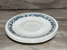 Lot of 4 Vintage Corelle Old Town Blue Onion Saucers Floral Design