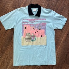 Vintage 1989 Stedman Super Hi-Cru Southwestern Graphic Polo Shirt USA Made L