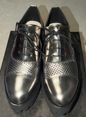 ALL BLACK Brand Women s Perf Flatform Casual Oxfords Pewter Size EU39 US 8.5-9