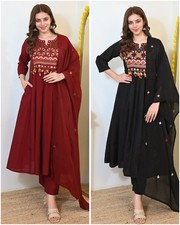 Indian Women s Embroidered Anarkali Kurta Set with Dupatta Festive Ethnic Wear