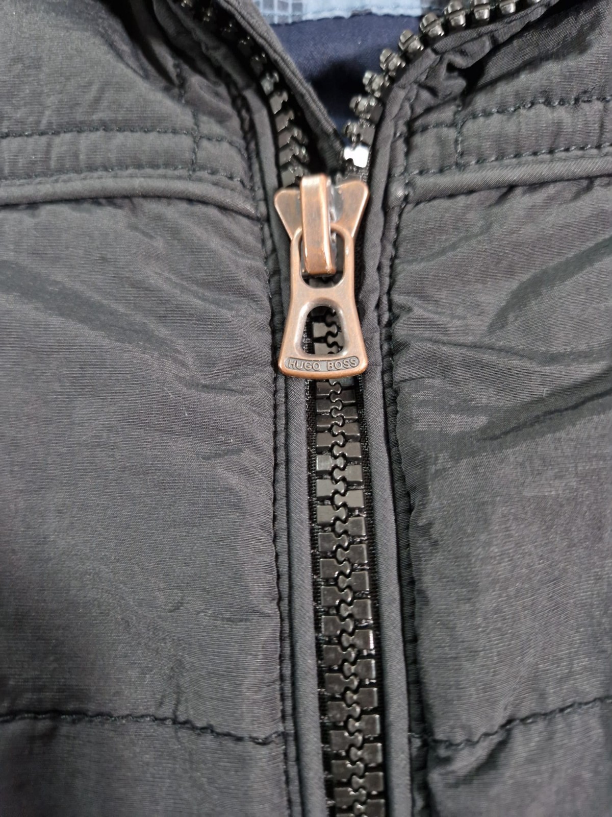 Hugo Boss Orange Bomber Jacket Mens Navy Blue UK 52 Full Zip Lightweight Quilted thumbnail 9