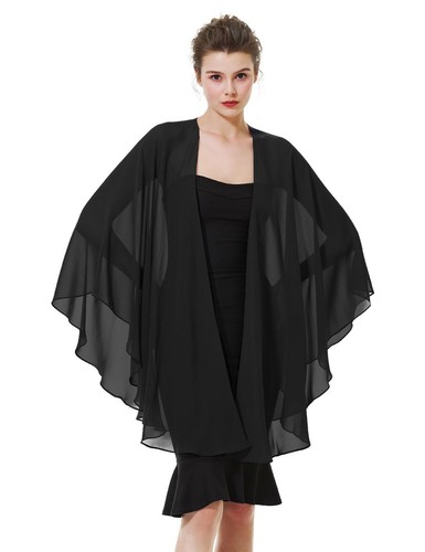 Chiffon Shawl Bridal Wedding Wrap Long Evening Scarves Scarf Black
