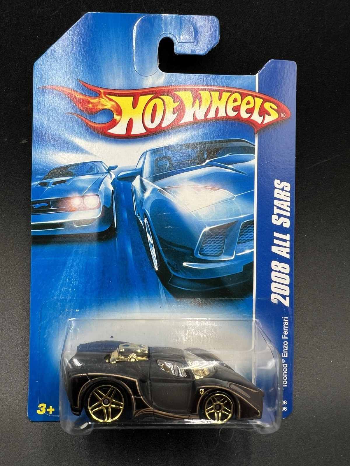 Hot Wheels Tooned Enzo Ferrari Black PR5 2008 All Stars #66 MIP