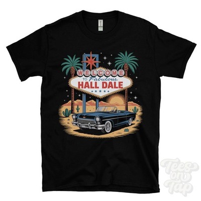 LUSTIGES T-SHIRT HALL DALE LAS VEGAS ZEICHENPARODIE Mayfield Staffordshire England