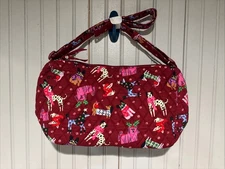 VERA BRADLEY Essential Crossbody Holiday Hounds NEW Purse Bag Red Dogs $95