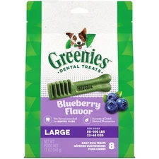 Greenies Large Dental Dog Treats Blueberry 12oz 8ct Plaque Tartar Fresh Breath