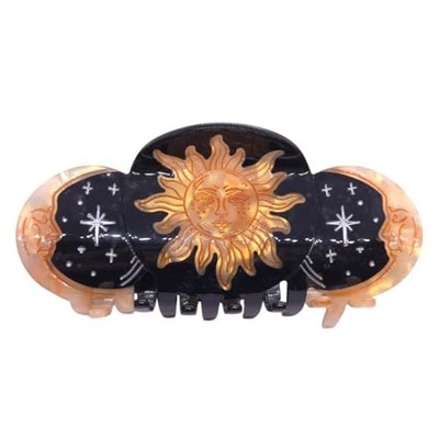 Fantasy Gold Sun Hair Clips,Novelty Acetate Moon Hair Clip,Big Claw Boho Sun