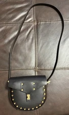 All Saints Miro Saddle Bag Black - Gold Studs