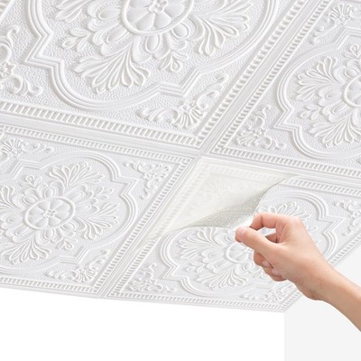 Ceiling Tiles, 3D Wall Panels Foam Peel and Stick, 16 Pcs Waterproof Ceiling ...