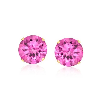 Ross-Simons 8.70 ct. t.w. Pink Topaz Stud Earrings in 14kt Yellow Gold