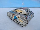 Vintage Marx Tin Plate Clockwork Wind-Up Roll Over Popeye Tank