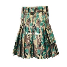 Cotton Scottish Camouflage Utility Kilt with Cargo Pockets   Sizes 28"-60"