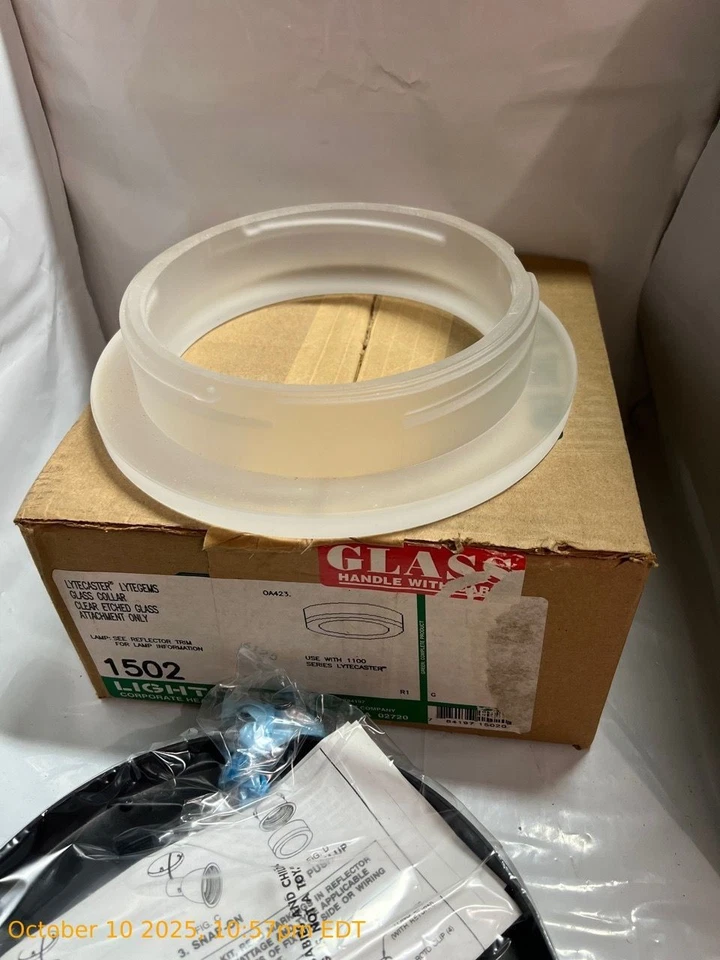 Collar de vidrio Lightolier 1502 Lytecaster Lytegens accesorio grabado transparente solamente Foto 3 de 3