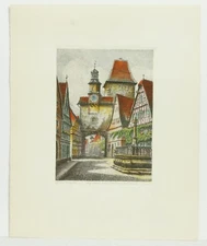 Vintage Rothenburg Ernst Geissendorfer Signed Original Rael Color Etching Print