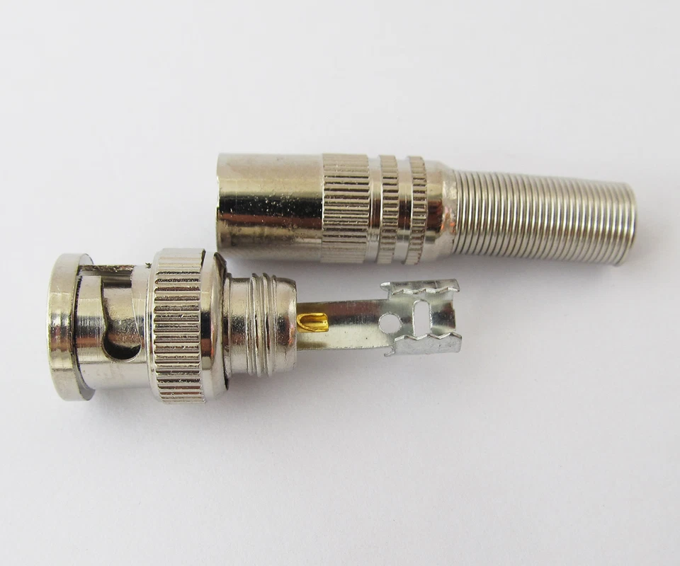 100pcs BNC Male Metal Soldering Plug with Spring Tail for CCTV Video RG59 Cable - Image 3 of 4