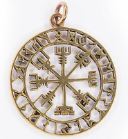 Bronze Wikinger Kompass Vegvisir Runenkreis Runen Schmuck M2 Pagan Lederschnur